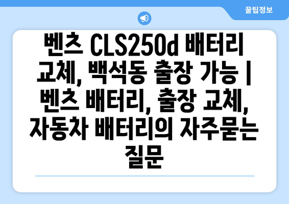 벤츠 CLS250d 배터리 교체, 백석동 출장 가능 | 벤츠 배터리, 출장 교체, 자동차 배터리