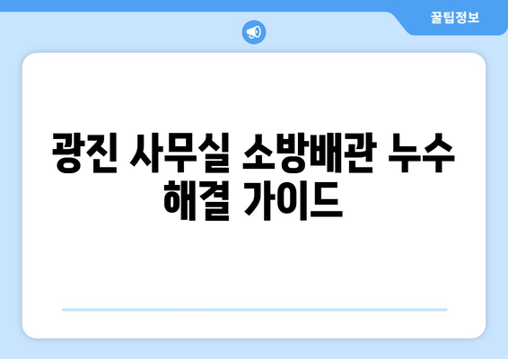 광진 사무실 소방배관 누수 교체 및 보수 가이드 | 누수 원인, 해결 방법, 비용, 전문업체 정보