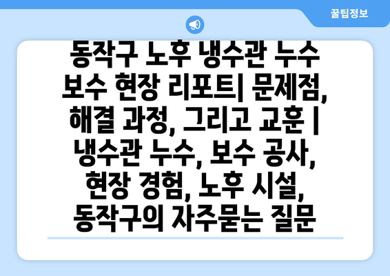 동작구 노후 냉수관 누수 보수 현장 리포트| 문제점, 해결 과정, 그리고 교훈 | 냉수관 누수, 보수 공사, 현장 경험, 노후 시설, 동작구