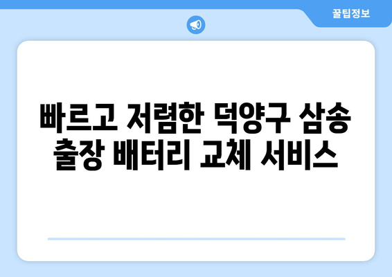 덕양구 삼송 출장 배터리 교체 전문 | 빠르고 저렴하게 배터리 교체하세요 |