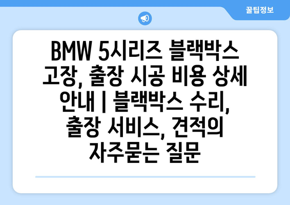 BMW 5시리즈 블랙박스 고장, 출장 시공 비용 상세 안내 | 블랙박스 수리, 출장 서비스, 견적