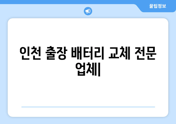 인천 출장 배터리 교체 전문 업체 | 빠르고 저렴한 배터리 교체, 출장 서비스