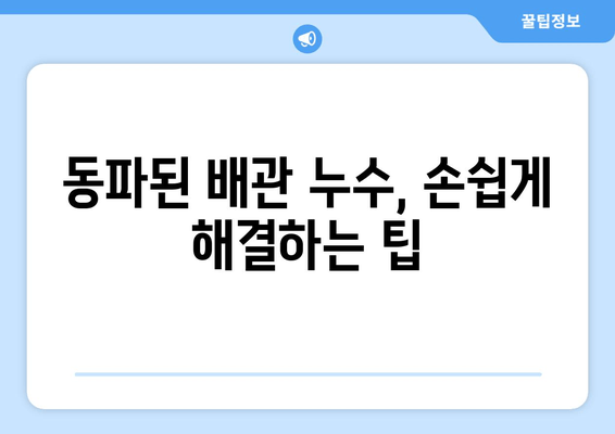 동파이프 급수배관 누수, 이렇게 차단하고 보수하세요! | 동파 방지, 급수 배관, 누수 해결, 수리 가이드