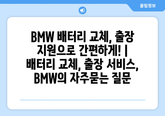 BMW 배터리 교체, 출장 지원으로 간편하게! | 배터리 교체, 출장 서비스, BMW