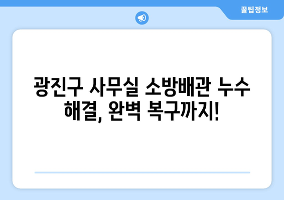 광진구 사무실 소방배관 누수, 교체 및 보수 성공 사례 공유| 문제 해결부터 완벽 복구까지 | 소방배관 누수, 사무실 누수, 광진구 배관공, 소방시설 관리