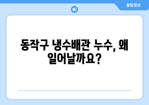 동작구 노후 냉수배관 누수, 이렇게 해결하세요! | 누수 원인, 보수 방법, 비용, 전문업체 추천