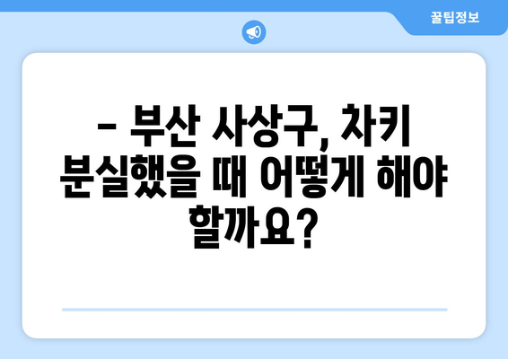 부산 사상구 차키 출장 복사 비용 상세 안내 | 자동차 키 분실, 긴급 출장, 비용 정보, 견적