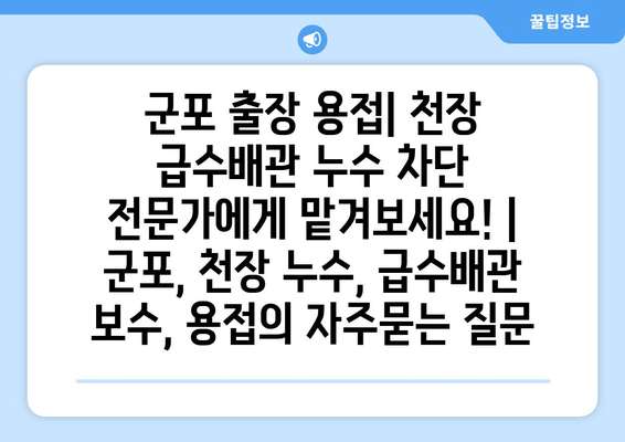 군포 출장 용접| 천장 급수배관 누수 차단 전문가에게 맡겨보세요! | 군포, 천장 누수, 급수배관 보수, 용접