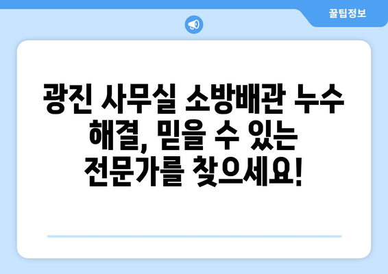 광진 사무실 소방배관 누수, 교체 및 보수 전문 업체 | 빠르고 안전한 해결책