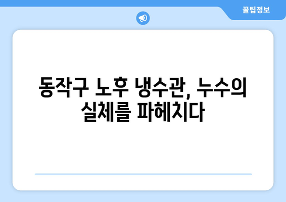 동작구 노후 냉수관 누수 보수 현장 공개| 문제 해결 과정과 전문가 조언 | 누수, 냉수관, 보수, 현장