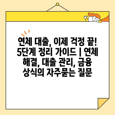 연체 대출, 이제 걱정 끝! 5단계 정리 가이드 | 연체 해결, 대출 관리, 금융 상식