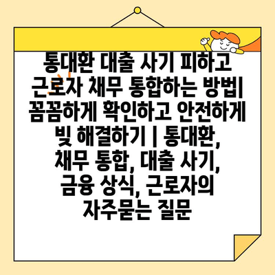 통대환 대출 사기 피하고 근로자 채무 통합하는 방법| 꼼꼼하게 확인하고 안전하게 빚 해결하기 | 통대환, 채무 통합, 대출 사기, 금융 상식, 근로자