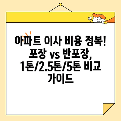 아파트 이사 비용 정복! 포장 vs 반포장, 1톤/2.5톤/5톤 비교 가이드 | 이사 비용, 이삿짐센터, 이사 준비, 이사 견적