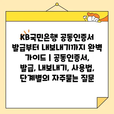 KB국민은행 공동인증서 발급부터 내보내기까지 완벽 가이드 | 공동인증서, 발급, 내보내기, 사용법, 단계별