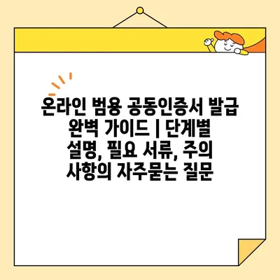 온라인 범용 공동인증서 발급 완벽 가이드 | 단계별 설명, 필요 서류, 주의 사항