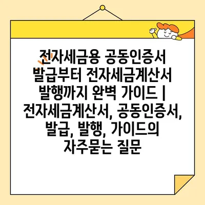 전자세금용 공동인증서 발급부터 전자세금계산서 발행까지 완벽 가이드 | 전자세금계산서, 공동인증서, 발급, 발행, 가이드