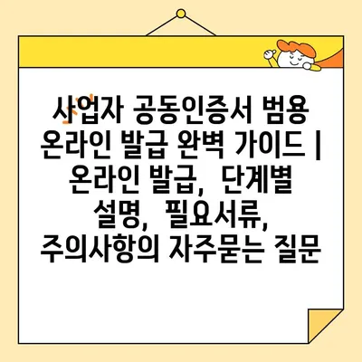 사업자 공동인증서 범용 온라인 발급 완벽 가이드 | 온라인 발급,  단계별 설명,  필요서류,  주의사항