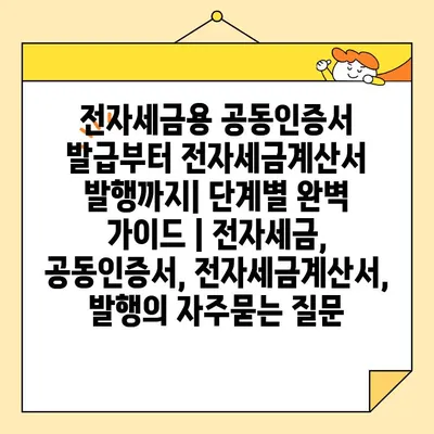 전자세금용 공동인증서 발급부터 전자세금계산서 발행까지| 단계별 완벽 가이드 | 전자세금, 공동인증서, 전자세금계산서, 발행