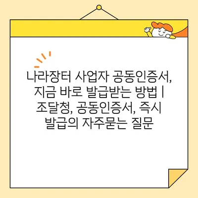 나라장터 사업자 공동인증서, 지금 바로 발급받는 방법 | 조달청, 공동인증서, 즉시 발급