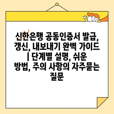 신한은행 공동인증서 발급, 갱신, 내보내기 완벽 가이드 | 단계별 설명, 쉬운 방법, 주의 사항