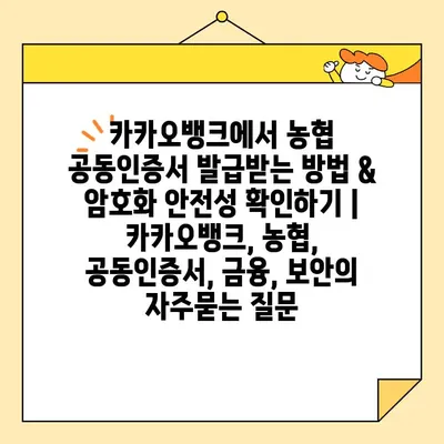 카카오뱅크에서 농협 공동인증서 발급받는 방법 & 암호화 안전성 확인하기 | 카카오뱅크, 농협, 공동인증서, 금융, 보안