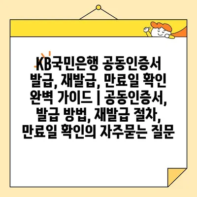 KB국민은행 공동인증서 발급, 재발급, 만료일 확인 완벽 가이드 | 공동인증서, 발급 방법, 재발급 절차, 만료일 확인