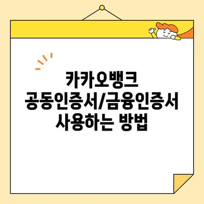 카카오뱅크 공동인증서/금융인증서 발급 완벽 가이드 | 간편 발급, 사용 방법, 주의 사항