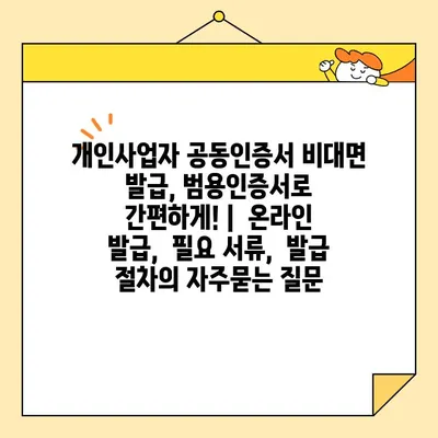 개인사업자 공동인증서 비대면 발급, 범용인증서로 간편하게! |  온라인 발급,  필요 서류,  발급 절차