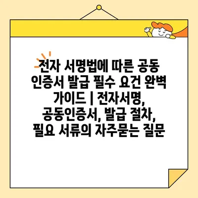 전자 서명법에 따른 공동 인증서 발급 필수 요건 완벽 가이드 | 전자서명, 공동인증서, 발급 절차, 필요 서류