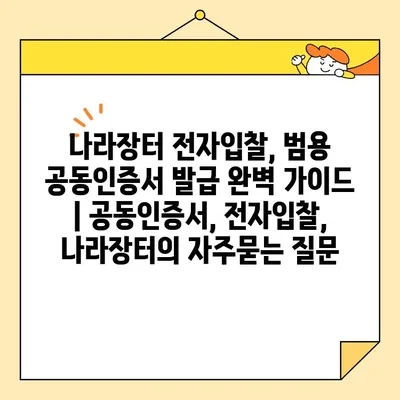 나라장터 전자입찰, 범용 공동인증서 발급 완벽 가이드 | 공동인증서, 전자입찰, 나라장터