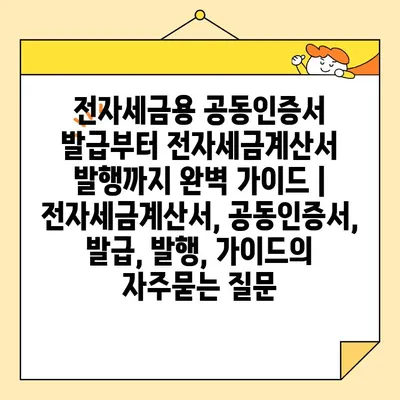 전자세금용 공동인증서 발급부터 전자세금계산서 발행까지 완벽 가이드 | 전자세금계산서, 공동인증서, 발급, 발행, 가이드