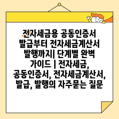 전자세금용 공동인증서 발급부터 전자세금계산서 발행까지| 단계별 완벽 가이드 | 전자세금, 공동인증서, 전자세금계산서, 발급, 발행