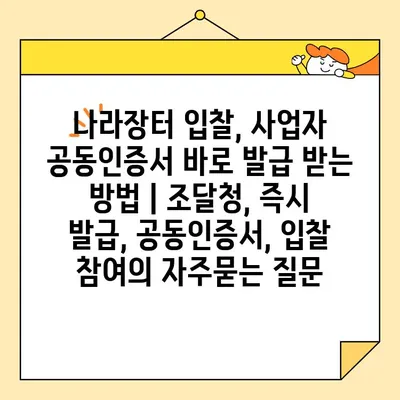나라장터 입찰, 사업자 공동인증서 바로 발급 받는 방법 | 조달청, 즉시 발급, 공동인증서, 입찰 참여