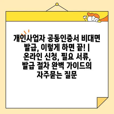 개인사업자 공동인증서 비대면 발급, 이렇게 하면 끝! | 온라인 신청, 필요 서류, 발급 절차 완벽 가이드
