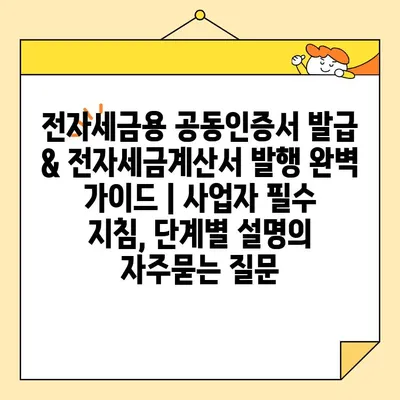 전자세금용 공동인증서 발급 & 전자세금계산서 발행 완벽 가이드 | 사업자 필수 지침, 단계별 설명