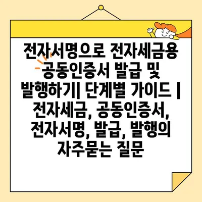 전자서명으로 전자세금용 공동인증서 발급 및 발행하기| 단계별 가이드 | 전자세금, 공동인증서, 전자서명, 발급, 발행