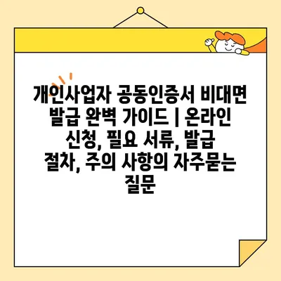 개인사업자 공동인증서 비대면 발급 완벽 가이드 | 온라인 신청, 필요 서류, 발급 절차, 주의 사항