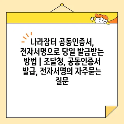 나라장터 공동인증서, 전자서명으로 당일 발급받는 방법 | 조달청, 공동인증서 발급, 전자서명