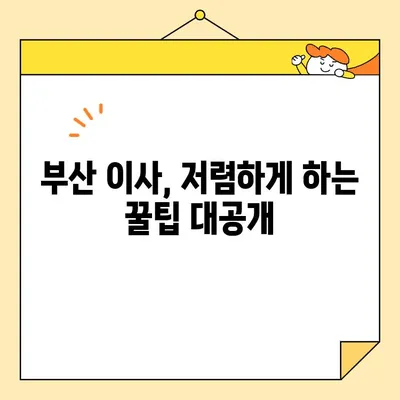 부산 사무실, 원룸, 투룸 포장 이사 비용 완벽 가이드 | 실제 견적 비교, 저렴하게 이사하는 꿀팁