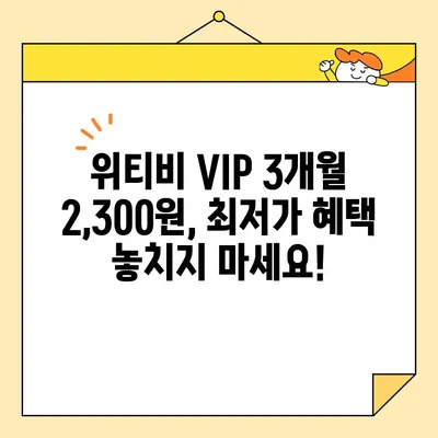 위티비 VIP 3개월 2,300원 결제 완벽 가이드 | 간편하게 즐기는 최저가 혜택