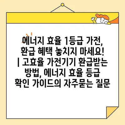 에너지 효율 1등급 가전, 환급 혜택 놓치지 마세요! | 고효율 가전기기 환급받는 방법, 에너지 효율 등급 확인 가이드