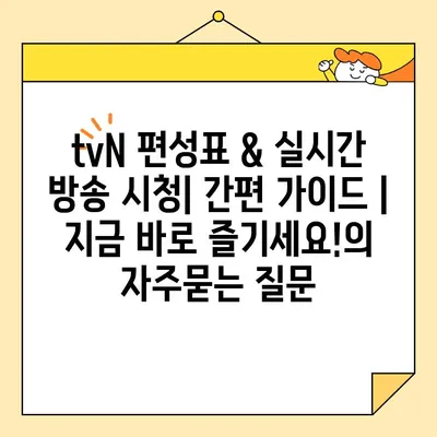 tvN 편성표 & 실시간 방송 시청| 간편 가이드 | 지금 바로 즐기세요!