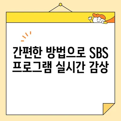 SBS 온에어 실시간 방송 시청| 2가지 간편한 방법 | 지금 바로 생방송 즐기세요!