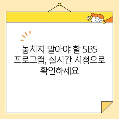 SBS 방송 실시간 시청, 이제 더 쉽게! | 편성표 확인 & 온에어 바로 보기 2가지 방법