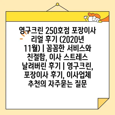 영구크린 250호점 포장이사 리얼 후기 (2020년 11월) | 꼼꼼한 서비스와 친절함, 이사 스트레스 날려버린 후기 | 영구크린, 포장이사 후기, 이사업체 추천