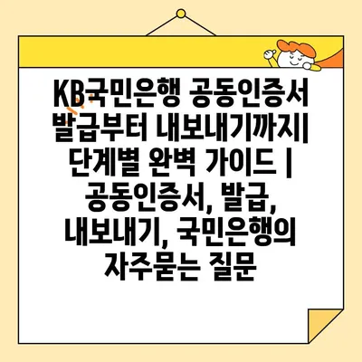 KB국민은행 공동인증서 발급부터 내보내기까지| 단계별 완벽 가이드 | 공동인증서, 발급, 내보내기, 국민은행