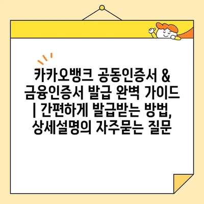 카카오뱅크 공동인증서 & 금융인증서 발급 완벽 가이드 | 간편하게 발급받는 방법, 상세설명