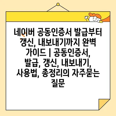 네이버 공동인증서 발급부터 갱신, 내보내기까지 완벽 가이드 | 공동인증서, 발급, 갱신, 내보내기, 사용법, 총정리