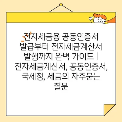 전자세금용 공동인증서 발급부터 전자세금계산서 발행까지 완벽 가이드 | 전자세금계산서, 공동인증서, 국세청, 세금