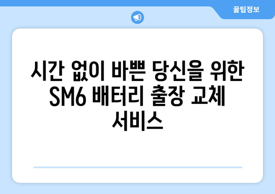 SM6 배터리 출장 교체| 빠르고 편리하게 해결하세요 | 자동차 배터리, 출장 교체, SM6 배터리